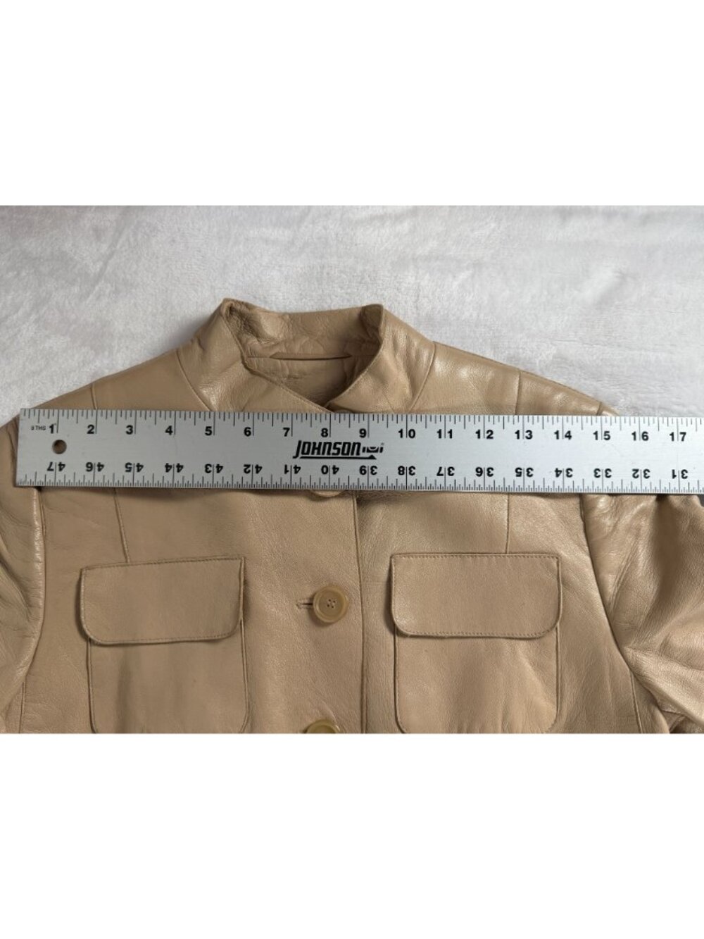 Akris Punto Womens Beige Genuine Lambskin Leather Belted Jacket Size 12 Swiss - Picture 9 of 14